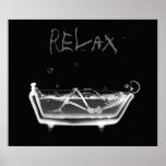 Canvas Print B&W Relax X-Ray Skeleton Bath Time