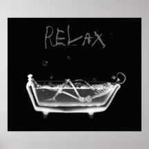 Canvas Print B&W Relax X-Ray Skeleton Bath Time
