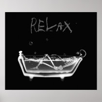 Canvas Print B&W Relax X-Ray Skeleton Bath Time