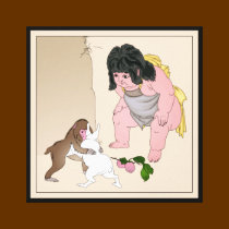 Canvas Print: Hare & Monkey Fight by Yoshikoshi canvas prints