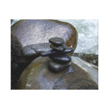 canvas print of zen rocks by a river