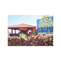 Canvas, Seurat Style Caribbean Bar Scene Gallery Wrap Canvas