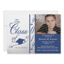Cap and Tassel Class Graduation 2012/ Blue Personalised Invitation