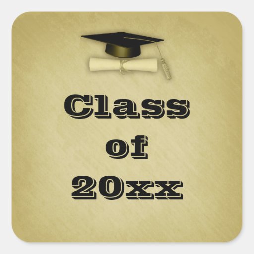 Cap, Diploma, Gold Graduation Sticker