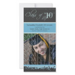 Cap & Gown Graduation Photo Announcement (blue) photo cards