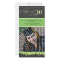 Cap & Gown Graduation Photo Announcement (green) Personalised Photo Card