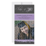 Cap & Gown Graduation Photo Announcement (purple) photo cards