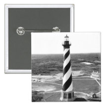 Cape Hatteras Lighthouse black and white photo Buttons