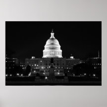 Capitol Night B&W Print