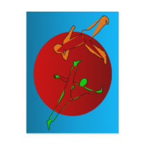capoeira 2 players martial arts post cards
