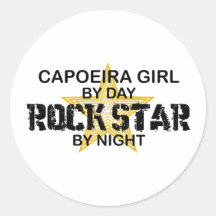 Capoeira Girl Rock Star by Night Round Stickers