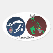 CAPOEIRA HAPPY EASTER AXE OVAL STICKERS