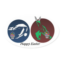 CAPOEIRA HAPPY EASTER AXE OVAL STICKERS