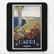 Capri, Italy Vintage Travel Poster Mouse Mat