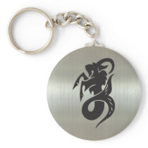 Capricorn Goat Silhouette with Metallic Effect Key Chains