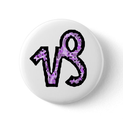 Capricorn Symbol (style 1_purple) button by AstrologicalDesigns