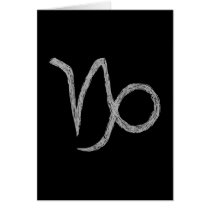 Capricorn. Zodiac Astrology Sign. Black. Greeting Cards