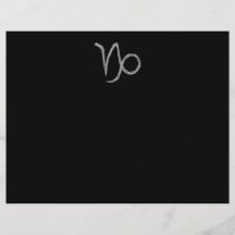 Capricorn. Zodiac Astrology Sign. Black. Flyer