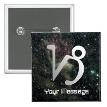 Capricorn Zodiac Star Sign Universe Badge Name Tag Button