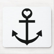 captain anchor heart mouse pad