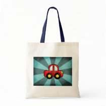 Car cartoon tote bags