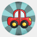 Car cartoon round sticker