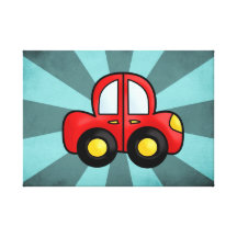 car cartoon stretched canvas prints