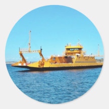 Car Ferry Ship Round Sticker