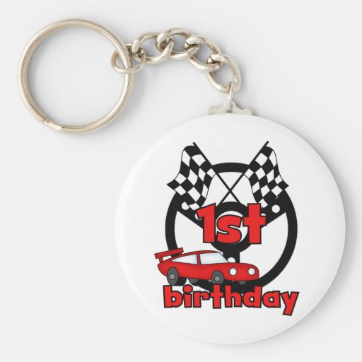 Car Racing 1st Birthday Tshirts and gifts Key Chain