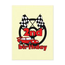 Car Racing 2nd Birthday Tshirts and Gifts Post Cards