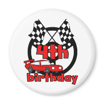 Car Racing 4th Birthday Tshirts and Gifts Refrigerator Magnet