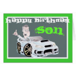 CAR TOON SON birthday card