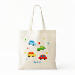 Car Truck Personalised kid name canvas bag