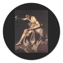 Caravaggio St John The Baptist Round Stickers