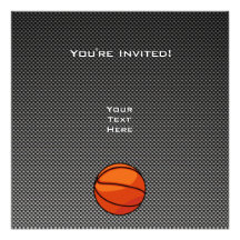 Carbon Fibre look Basketball Personalised Invitation