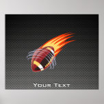 Carbon Fibre look Flaming Football Posters