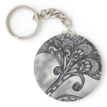 Carbon Space Flower 4 keyring