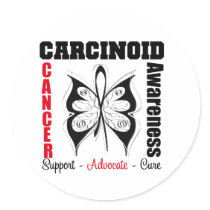 Carcinoid Cancer Butterfly Ribbon AWARENESS Round Stickers