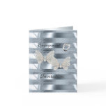 Card Engagement Silver Blue Ring Butterflies