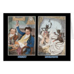 Card:     Night - Morning - Antique Caricature