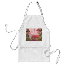 card player watercolour apron