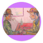 card players watercolour stickers