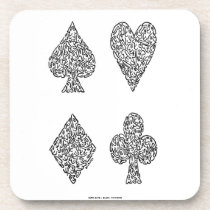 CARD SUITS - IN BLACK cork coasters