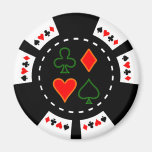 CARD SUITS POKER CHIP FRIDGE MAGNET