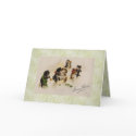 Card-Vintage Christmas Cats Dogs Dancing
