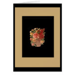 Card Vintage Floral Black Gold Frame