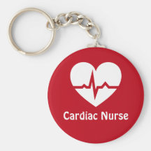 Cardiac nurse heart with ECG wave red keychain