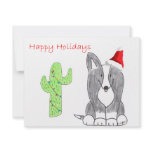 Cardigan Welsh Corgi Black Cactus Christmas invitations