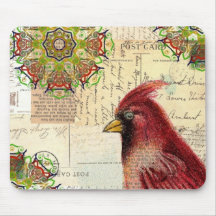 Cardinal and Postcards Mouse Pad