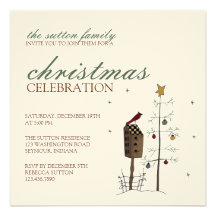 Cardinal & Christmas Tree · Christmas Invitation